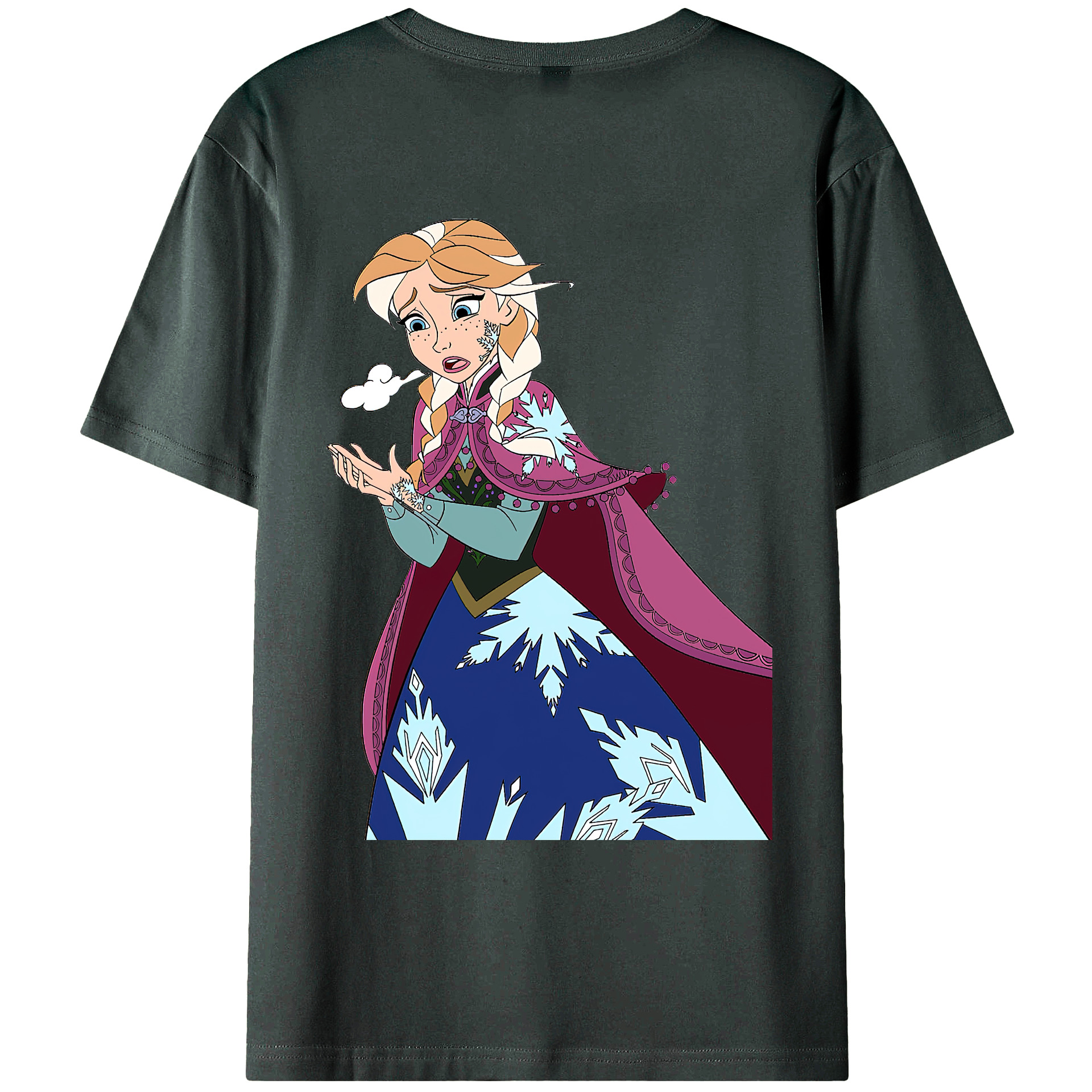 （画像用） アナと雪の女王 アンナ エルサ Frozen Anna Elsa 綿100％ メンズ半袖Tシャツ（バックプリント） 通気性